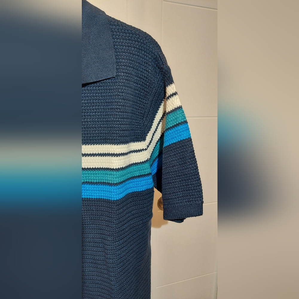 Simply Southern Navy Polo with White and Blue Stripes - Picture 3 of 11